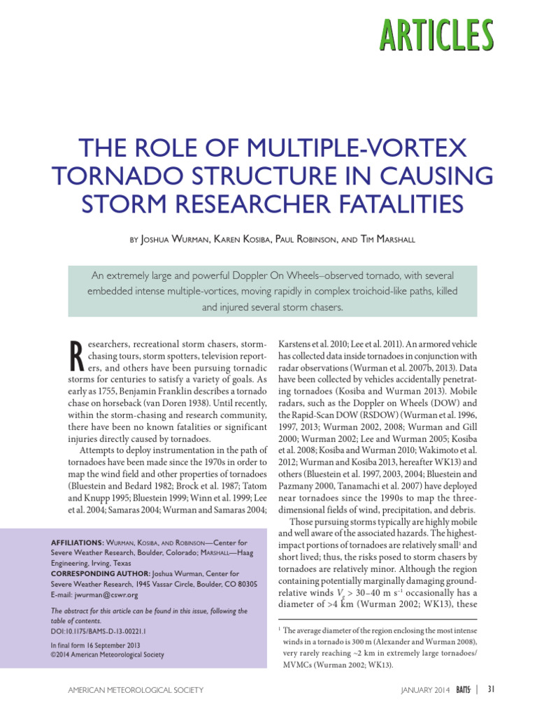Multiple-Vortex Tornado Fatalities Analysis | PDF | Tornadoes | Vortices