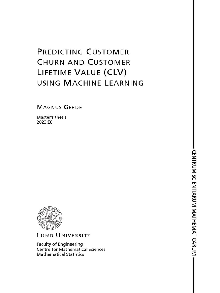 Churn and CLV Prediction at Ecster AB | PDF | Sensitivity And ...