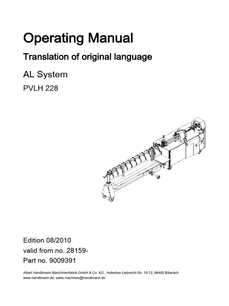 Handtmann PVLH 228 Operating Manual | PDF | Mains Electricity