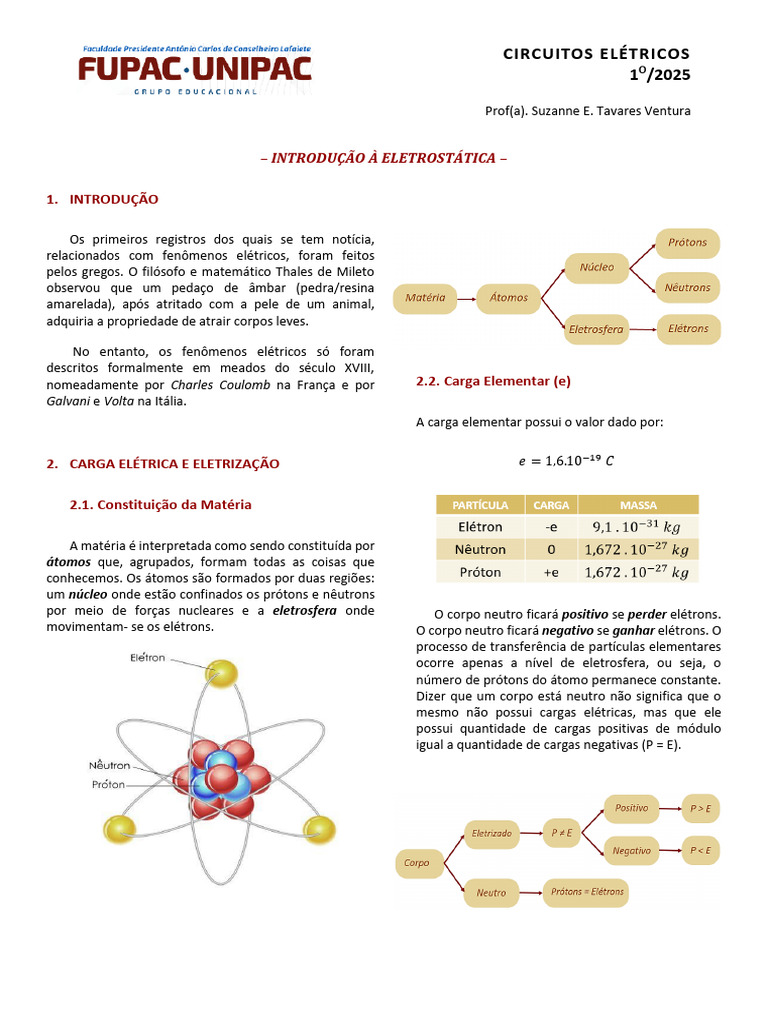Fundamentos de Eletrostática e Cargas Elétricas | PDF | Carga elétrica ...
