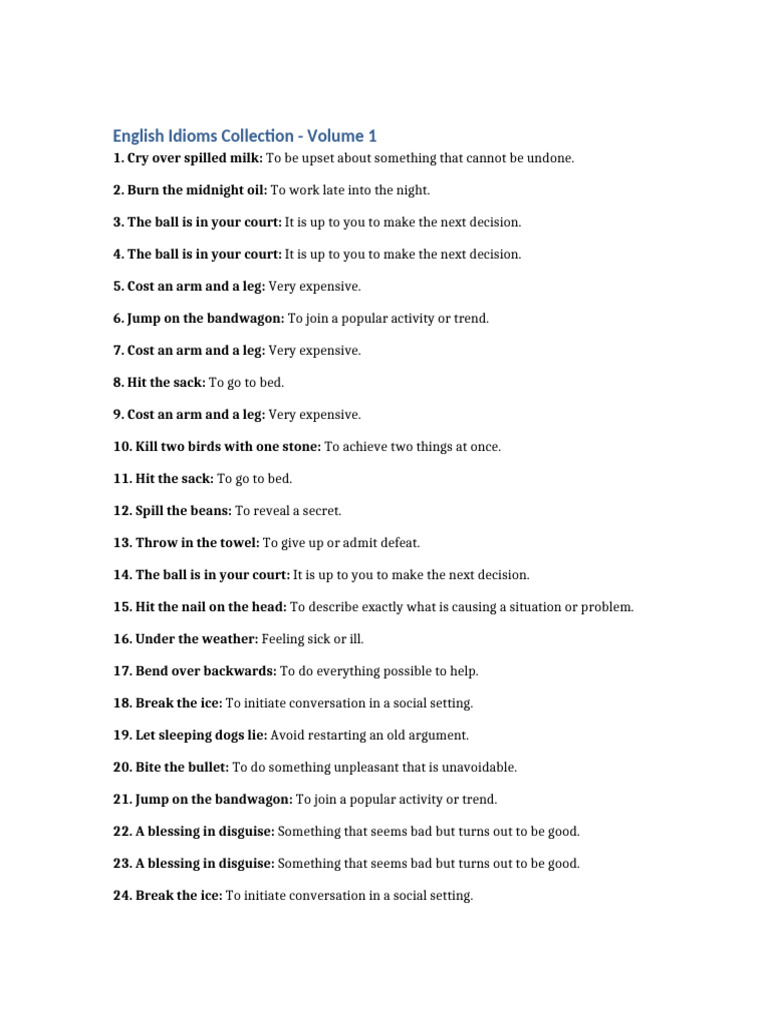 Essential English Idioms Explained | PDF | Idiom