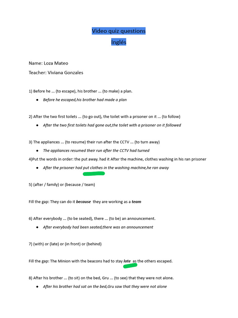 Minions English Quiz Questions | PDF