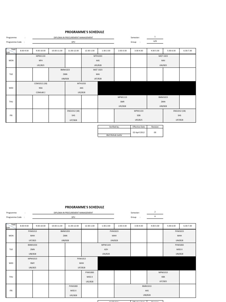Programme'S Schedule | PDF