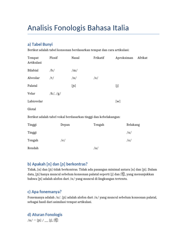 Analisis Fonologis /n/ dan [ɲ] | PDF