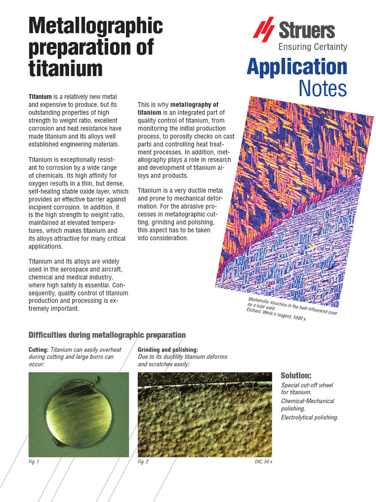 Titanium Metallography Techniques | PDF | Titanium | Abrasive