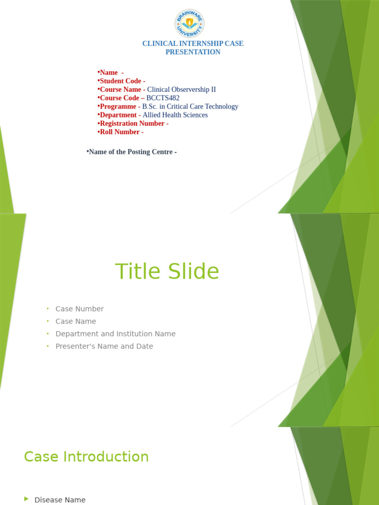 Clinical Internship Case Presentation Guide | PDF | Physical ...
