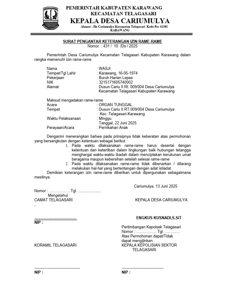 Izin Rame-Rame Pernikahan di Karawang | PDF