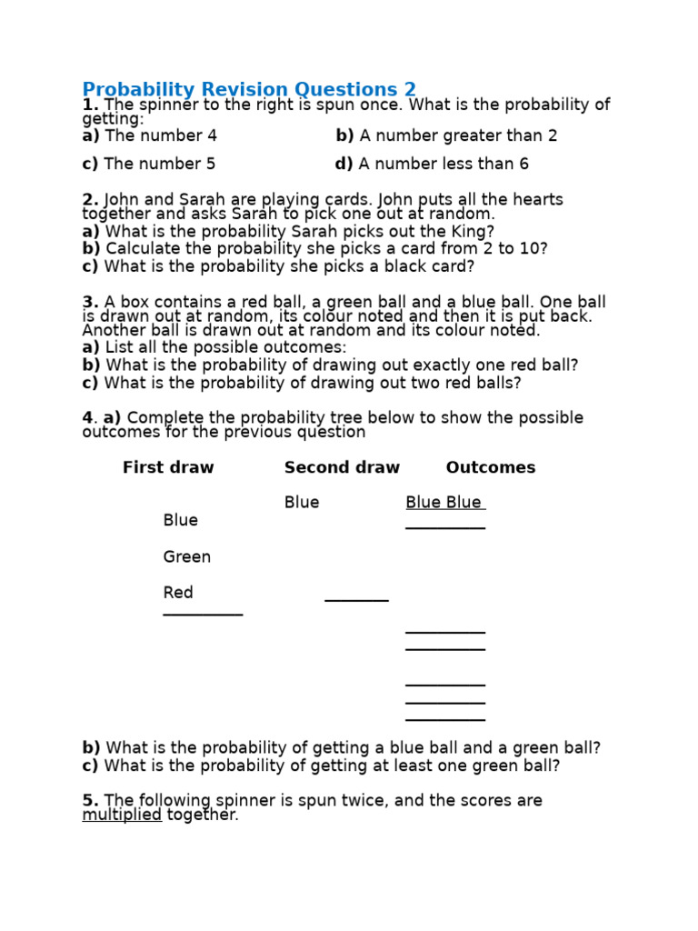 Probability Revision Questions and Solutions | PDF | Probability ...