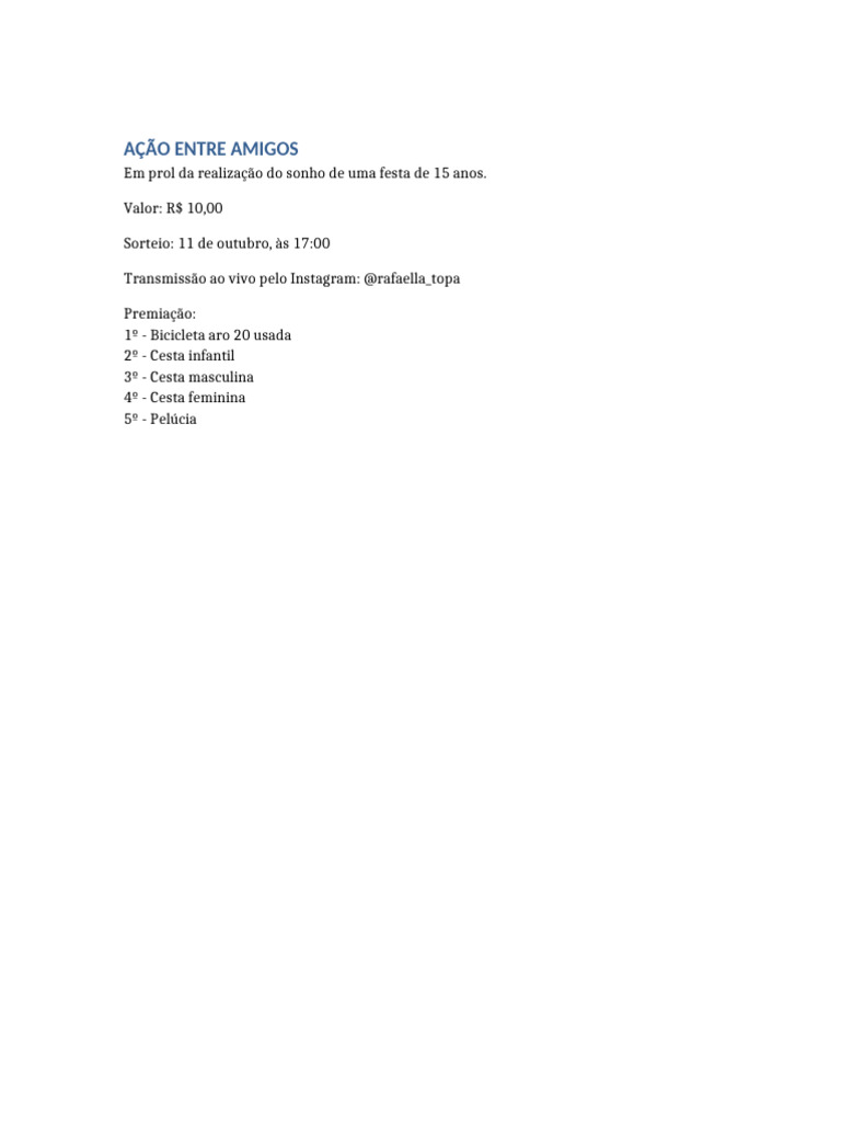 Layout da Rifa para Festa de 15 Anos | PDF