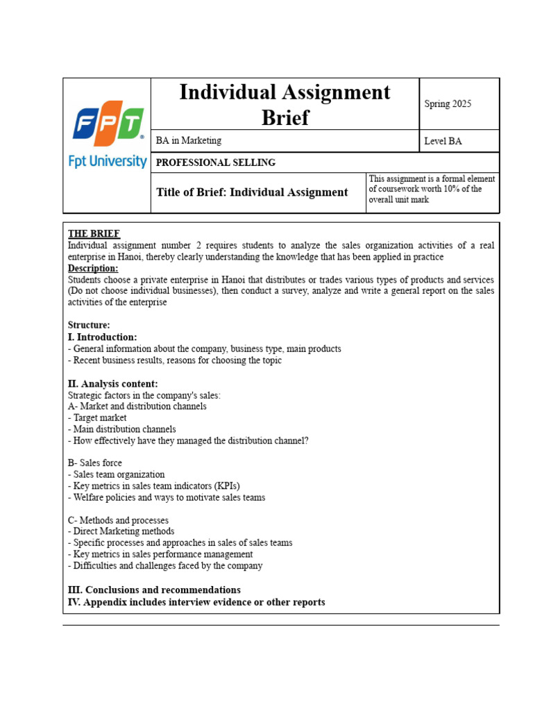 Marketing Individual Assignment Brief | PDF | Performance Indicator ...