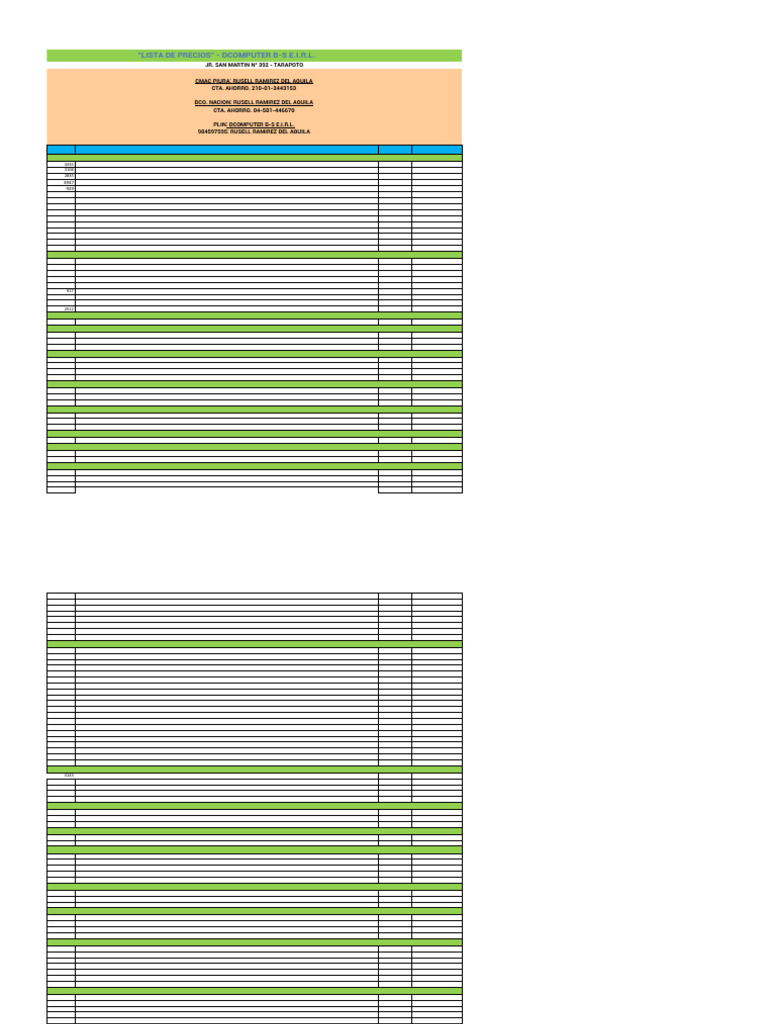 Lista de Precios X Mayor Dcomputer B-S Eirl Junio 2025 | PDF | Unidad ...