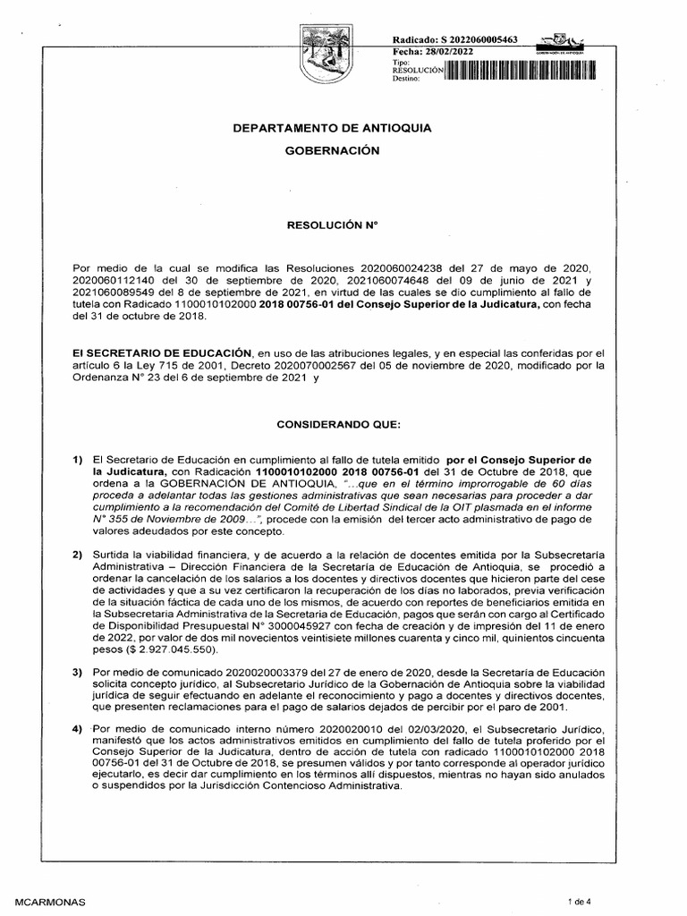 Resolucin 2022060005463 de 2022 | PDF | Gobierno