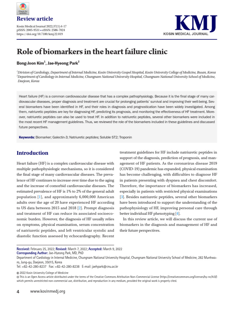 Role of Biomarkers in The Heart Failure Clinic | PDF | Heart Failure ...