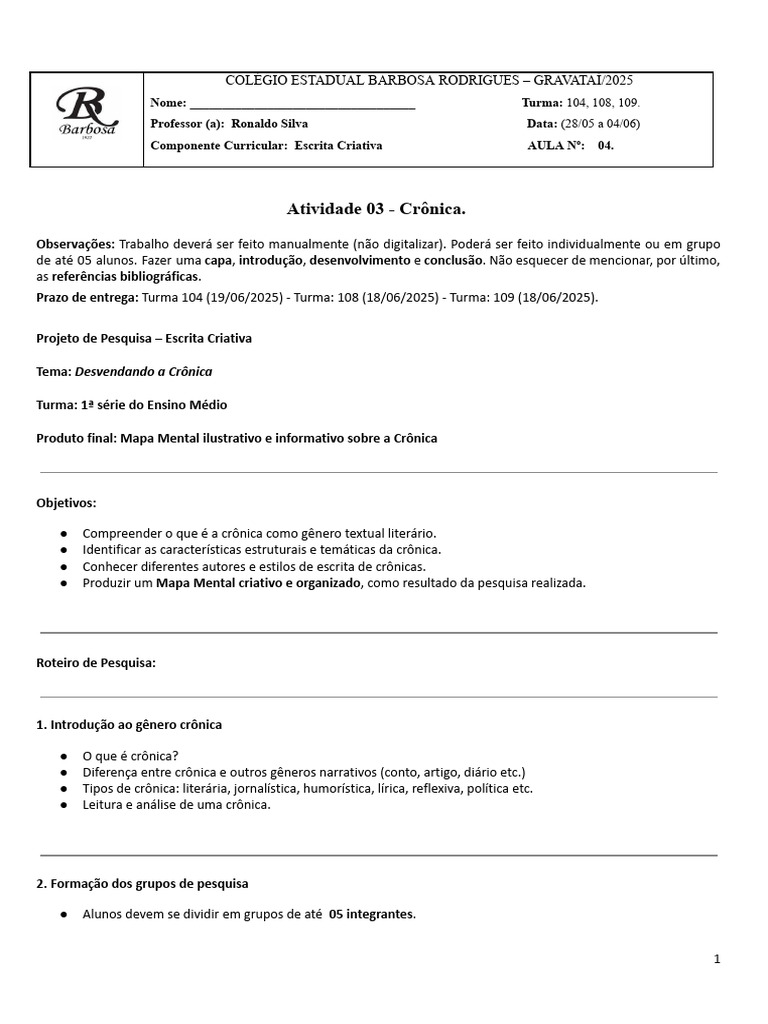 Crônica: O Último Viajante | PDF | Educação em Artes Liberais