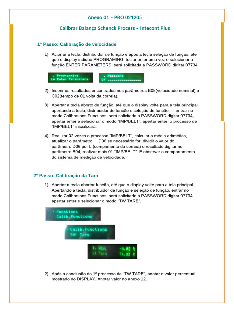 Calibração de Balança Intecont Plus | PDF