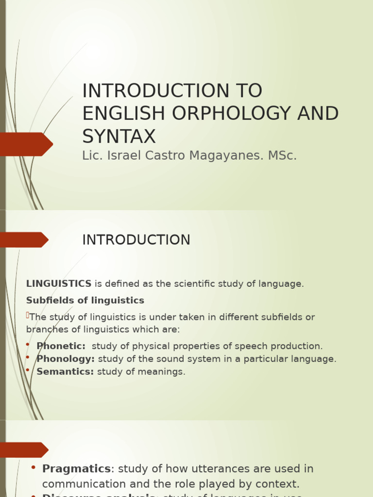 English Morphology and Syntax Overview | PDF | Morphology (Linguistics ...