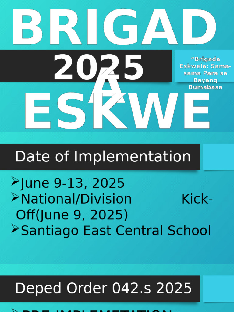 Brigada Eskwela 2025 Implementation Guide | PDF | Learning