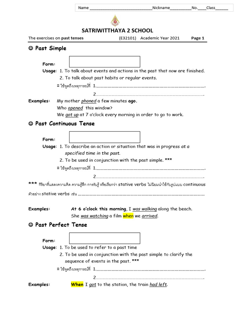 Double Tenses in Past Grammar | PDF | Grammatical Tense | Semantic Units