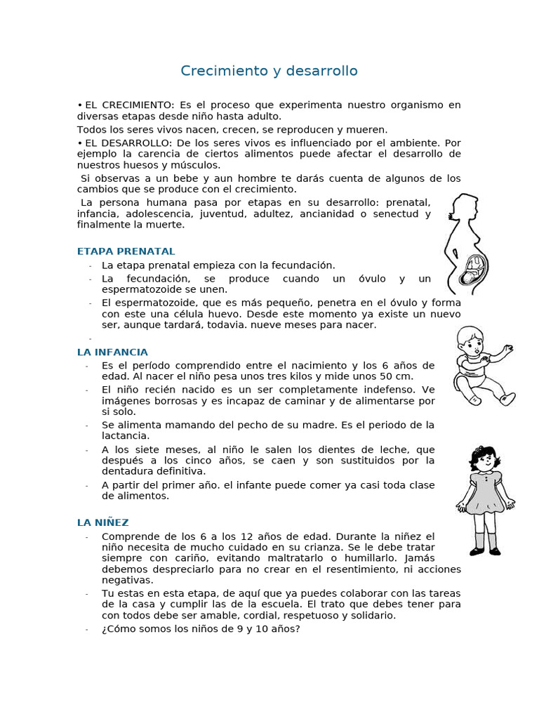 Crecimiento y Desarrollo | PDF | Adultos | Adolescencia
