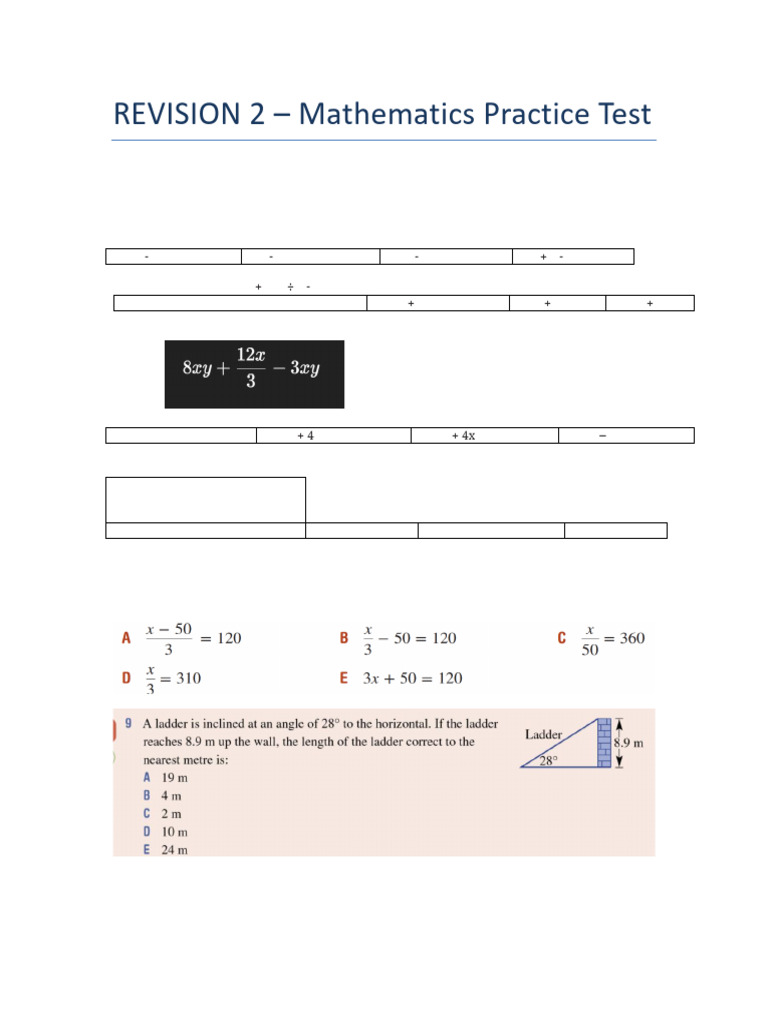 Revision 2 Math Practice | PDF