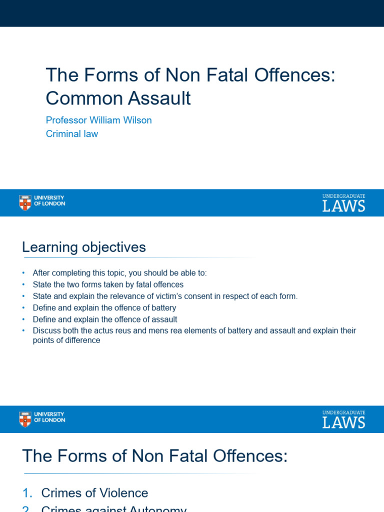 Topic 9 - Slides | PDF | Assault | Battery (Crime)