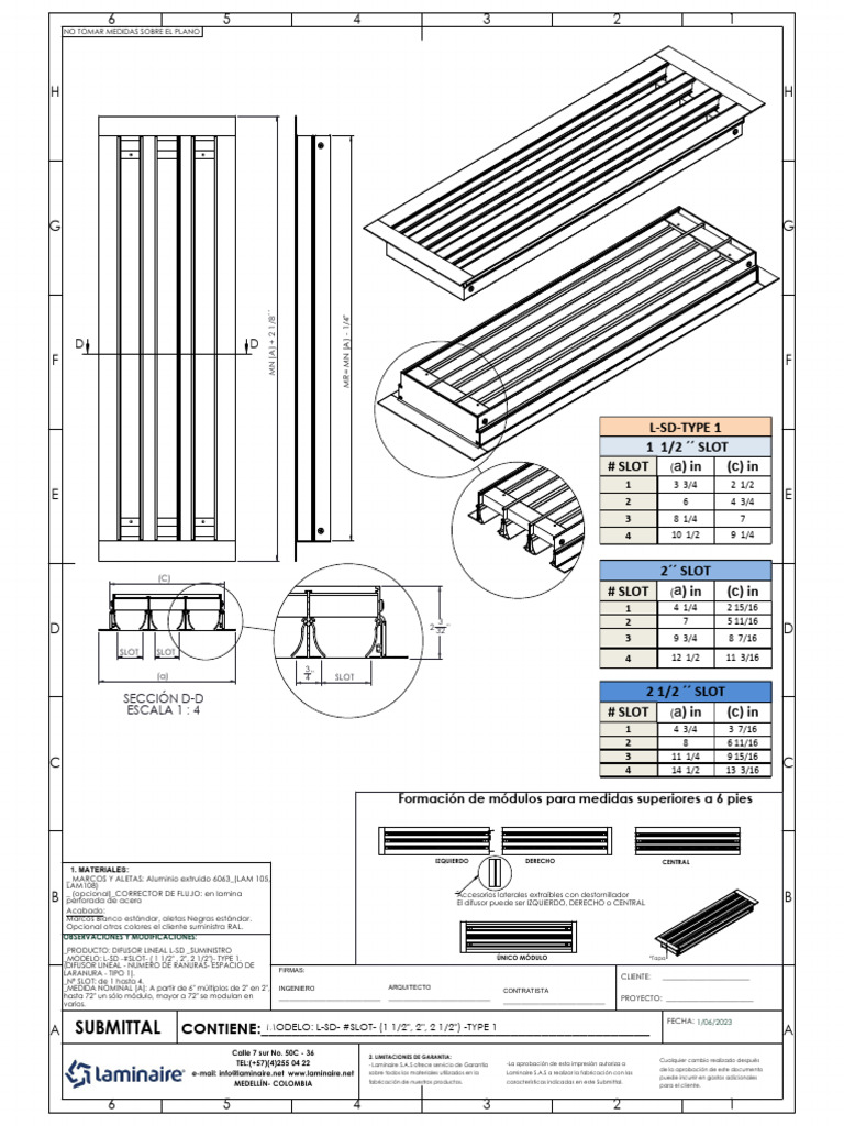Submittal for L-SD Linear Diffuser | PDF | Mechanical Engineering ...