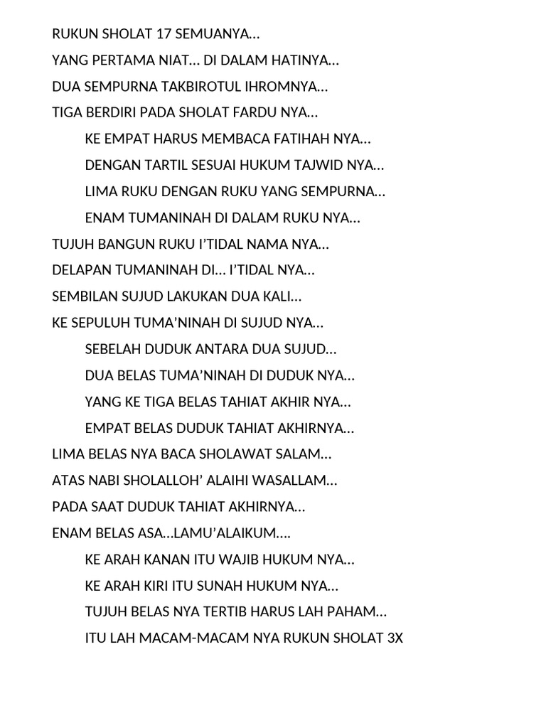 Rukun Sholat: 17 Poin Penting | PDF