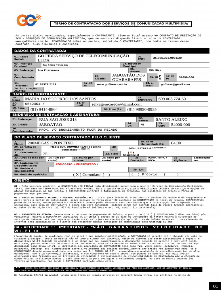 Documento Assinado Digitalmente - GO FIBRA | PDF | Informática