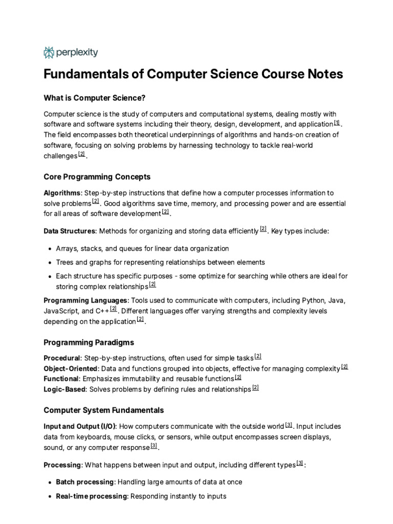 Fundamentals of Computer Science Overview | PDF | Computer Programming ...