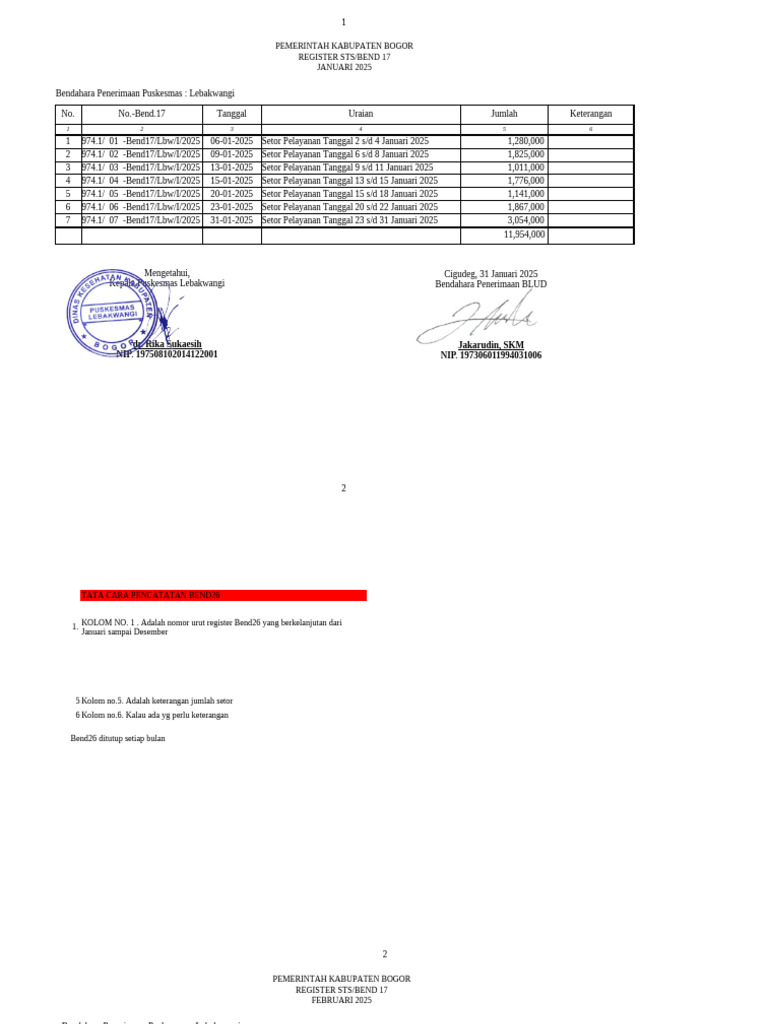 Register STS/Bend 17 Puskesmas Lebakwangi | PDF