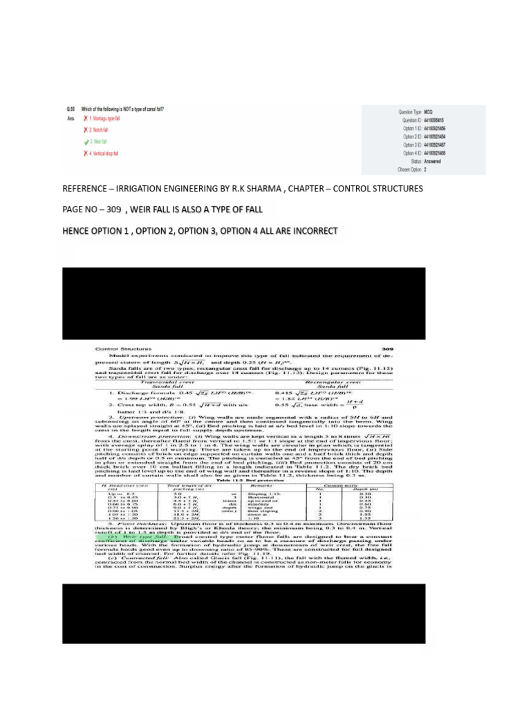 Weir Fall in Irrigation Control Structures | PDF