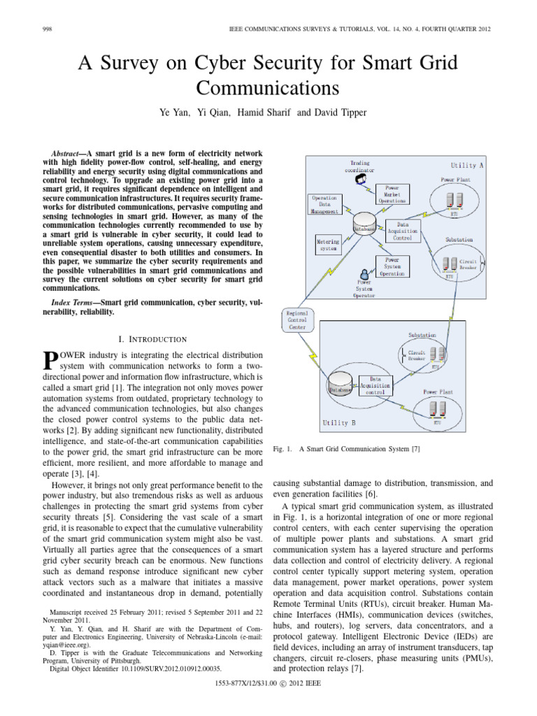 A Survey On Cyber Security For Smart Grid Communications | PDF | Smart ...