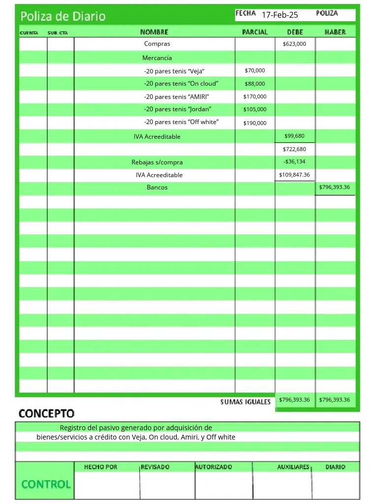Póliza de Diario | PDF
