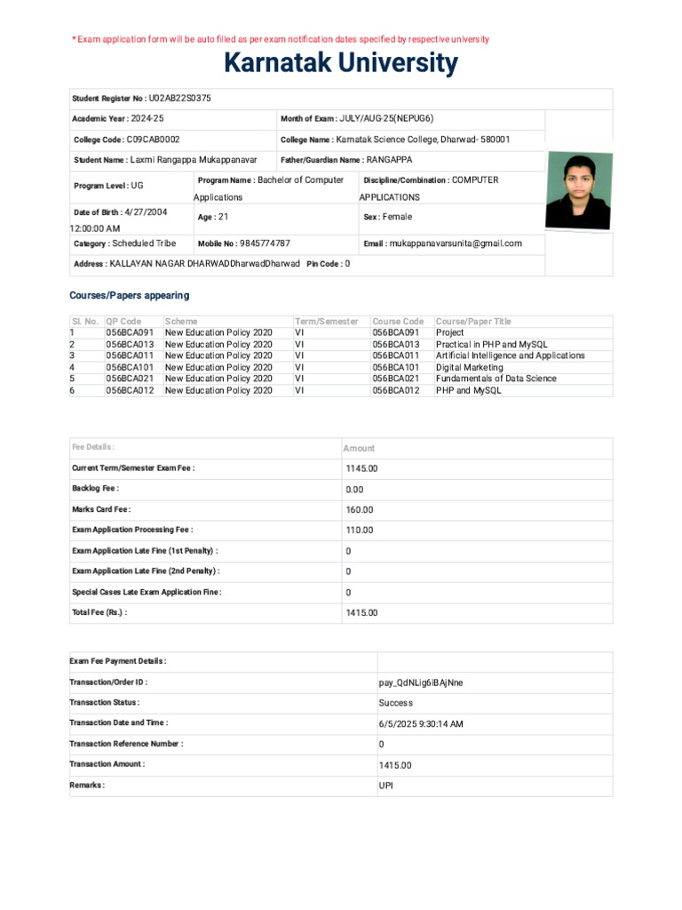 Exam Application Details for UGC 2024-25 | PDF | Payments