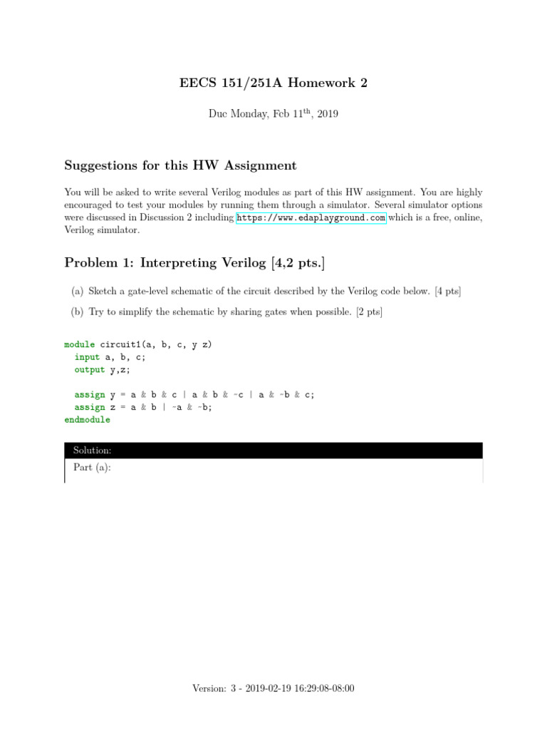 Verilog Homework 2 Assignment Guide | PDF | Software Engineering ...
