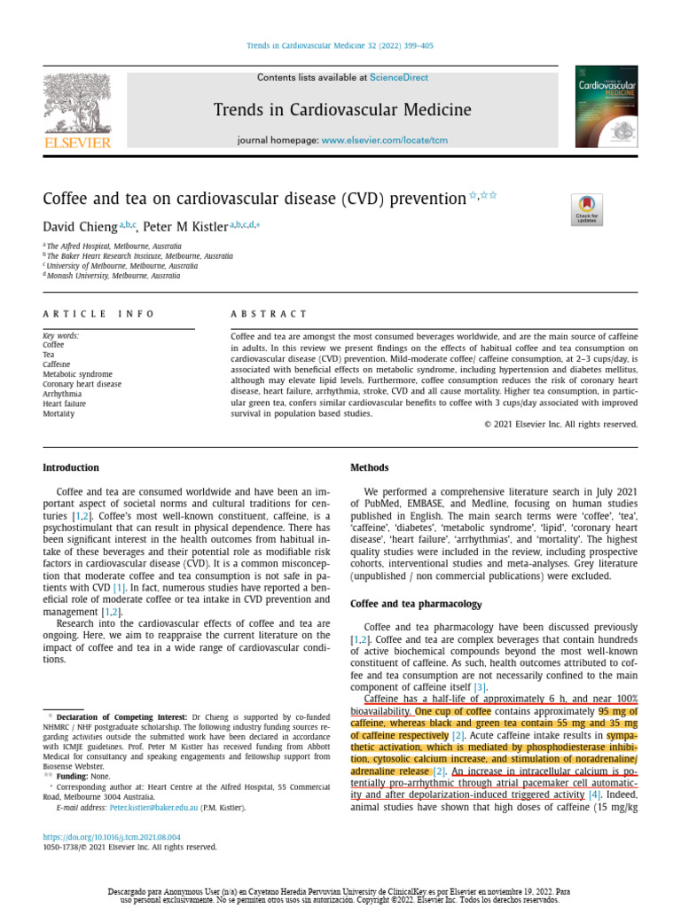 Coffee and Tea for Heart Health | PDF | Cardiovascular Diseases | Caffeine