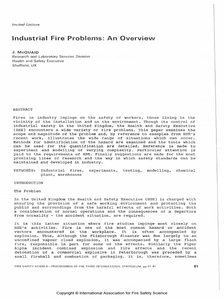 Overview of Industrial Fire Hazards | PDF | Occupational Safety And ...