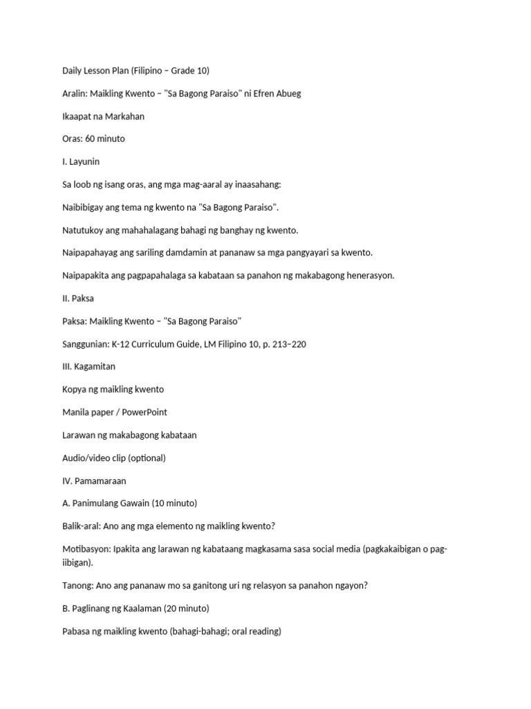 Daily Lesson PL-WPS Office | PDF