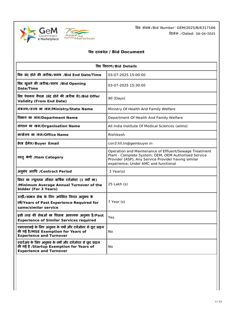RP2 Test Bid for Sewage Treatment Plant | PDF | Pump | Procurement