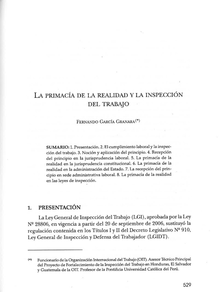 1.10.-La Primacia de La Realidad y La Inspeccion Del Trabajo 270122 | PDF