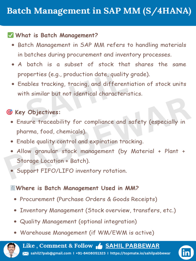 Batch Management in Sap 1748674282 | PDF | Inventory | Computing