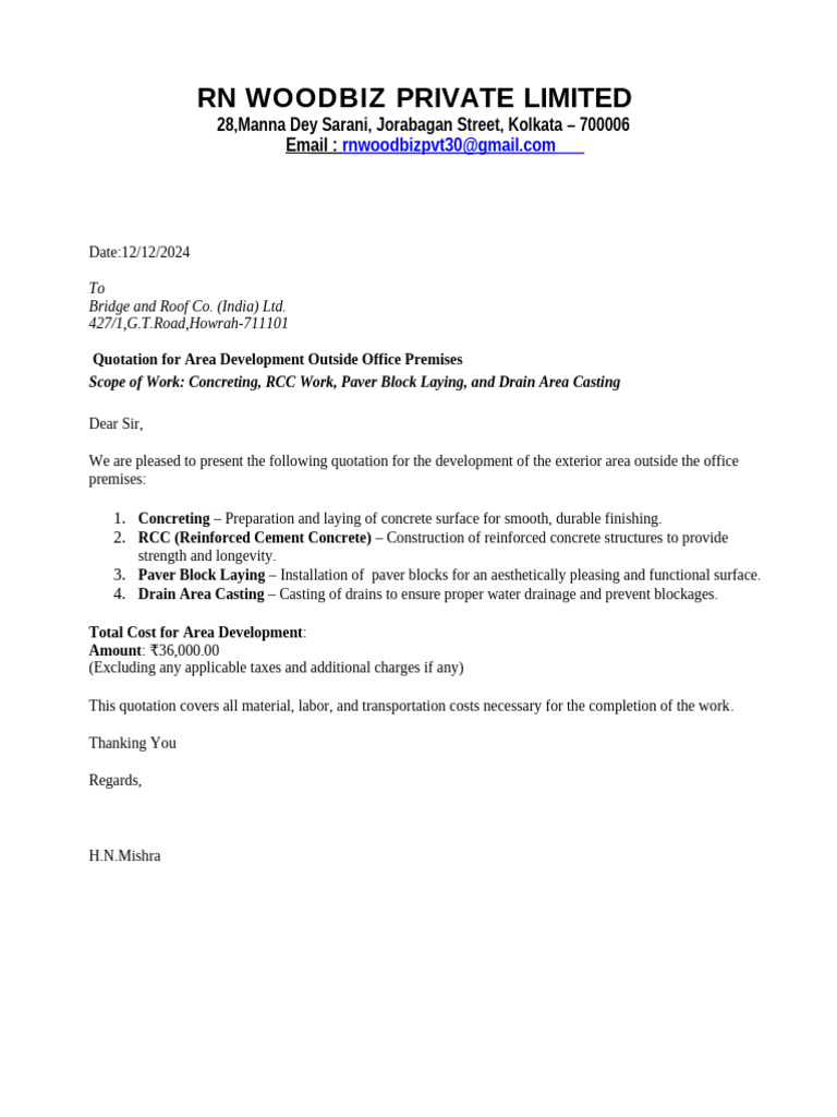 Quotation for Office Area Development | PDF