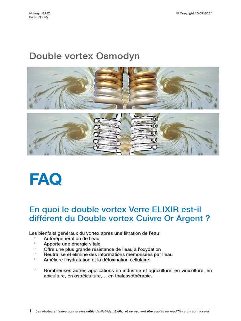 Double Vortex Osmodyn : Énergie de l'Eau | PDF | Résonance | Eau