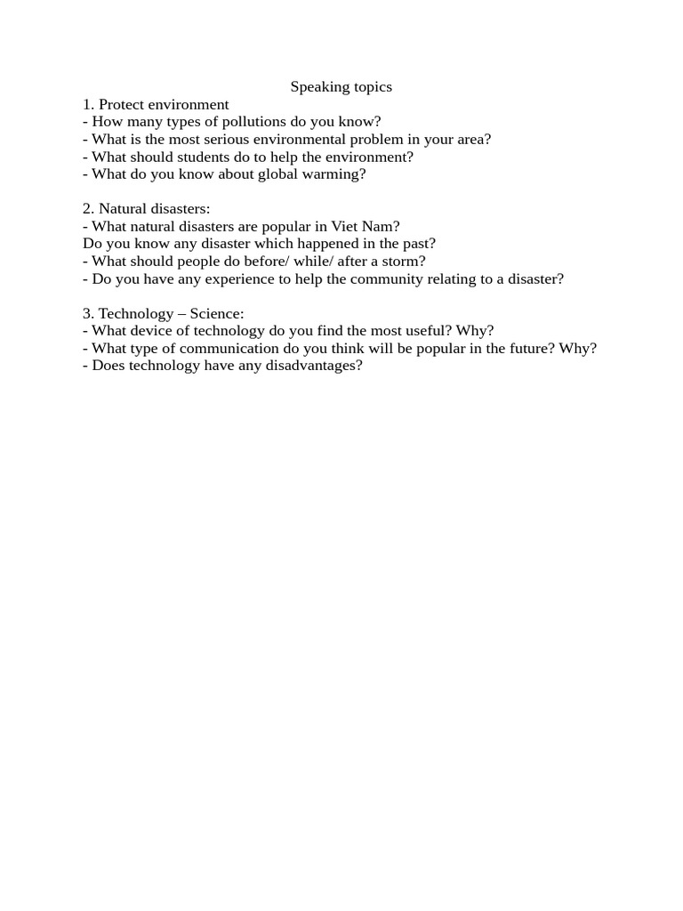 Engaging Speaking Topics for Students | PDF