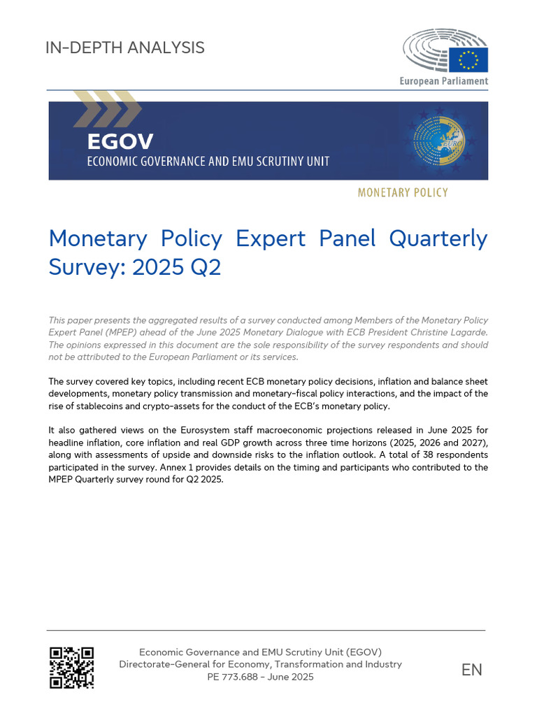 ECB Monetary Policy Survey Q2 2025 Results | PDF | European Central ...