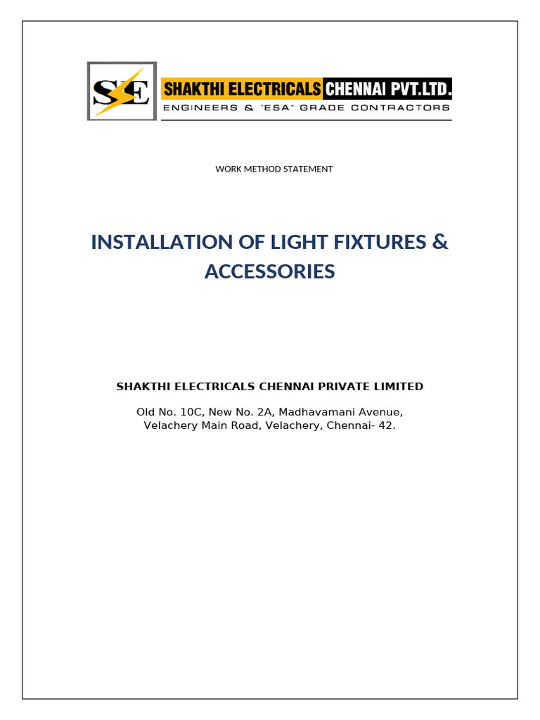 Light Fixture Installation Method Statement | PDF | Light Emitting ...