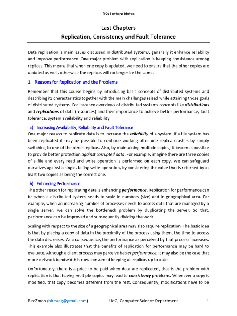 DSs CH 07 - Replication, Consistency Fault Tolerance | PDF ...