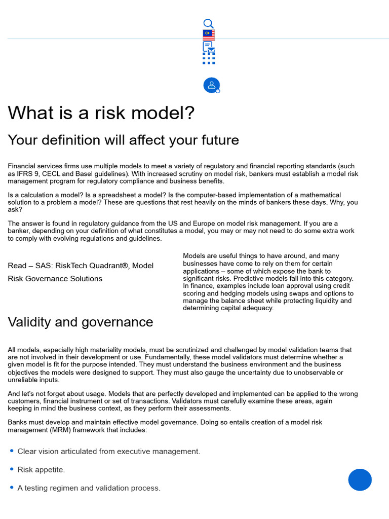 What Is A Risk Model - SAS | PDF | Risk | Banks