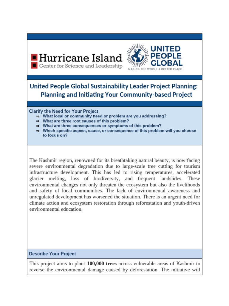 Kashmir Tree Planting Project Plan | PDF | Sustainability ...