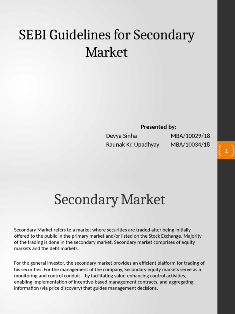 SEBI Guidelines for Secondary Market | PDF | Stocks | Securities (Finance)